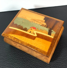 Vintage Sorrento Ware Inlaid Wood Trinket Box by Miss Bellvue Italy 3.75