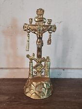⭐Antique French Arma Christi Ormolu Brass Cross Crucifix Religious 9 INCHES TALL picture