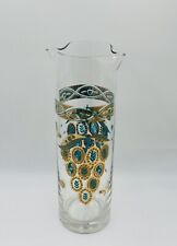 Vintage MCM Fred Press Turquoise And Gold Grape Vine Cocktail Pitcher picture