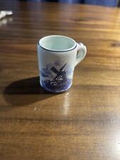 Vintage Delft Blue Holland Windmill Collectible Mini Mug Hand Painted 649  picture