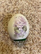Vintage Solid Painted White Egg with Purple Flowers, Self Standing picture