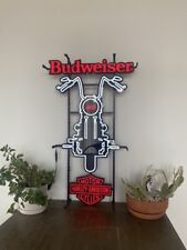 Harley Davidson Biker Budweiser Beer Light Mancaves Bar Led Sign  picture
