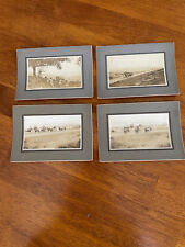 4 Antique Carded Photographs Horse and Carriage Country Picnic Group Townsfolk picture