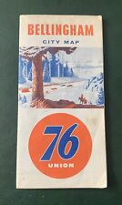 Vintage Bellingham Wa City Road Map 1960 Union 76 Washington State picture