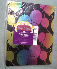 VTG AMERICAN GREETINGS NOS GIFT WRAPPING PAPER METALLIC MULTI COLOR BALLONS  picture