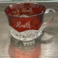 ANTIQUE 1904 ST LOUIS WORLDS FAIR RUBY RED FLASH Very Small GLASS CUP ~ RUTH picture