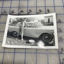 Vintage Photograph Shirtless Man Washing Car 1963  picture