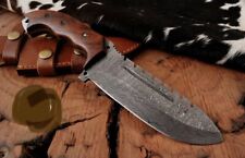 DAMASCUS STEEL KNIFE CAMPING HUNTING SURVIVAL OUTDOOR RESCUE WOOD HANDLE 10” picture