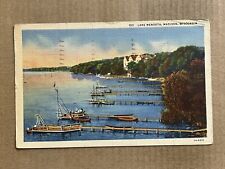 Postcard Madison WI Wisconsin Lake Mendota Piers Docks Boats Vintage PC picture