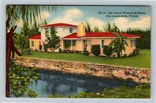 Ft. Lauderdale, FL-Florida, Island Water front Home, Vintage Postcard picture