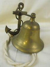 Vintage Brass Bell - 5 Inch with Anchor Wall Mount and Rope Lanyard - Very Nice picture
