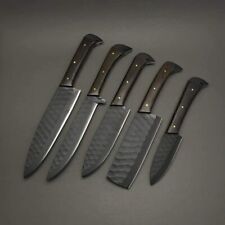 HQ CUSTOM HANDMADE HAND FORGED BLACK D2 STEEL CHEF SET KNIVES KITCHEN KNIVES SET picture