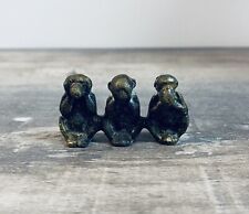 Vintage Miniature Solid Brass Monkeys - HEA NO EVIL, SEE NO EVIL, SPEAK NO EVIL picture