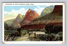 Zion National Park- Entrance To Park, Scenic View, Antique, Vintage Postcard picture