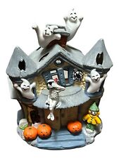 VTG PartyLite Halloween Haunted Tealight House Ghosts Pumpkins Cat Retired picture