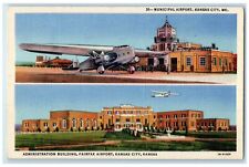 1946 Municipal Airport Terminal Administration Building Kansas City MO Postcard picture