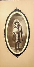CIRCA 1880s CABINET CARD YOUNG GIRL WITH LARGE UNUSUAL HAT - E12-B picture
