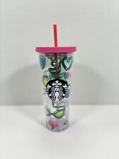 Starbucks 2014 Crazy Straws Sunglasses Lips Barbie Pink Venti Cup Tumbler 24 OZ  picture
