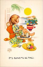Artist Mabel Lucie Attwell Girl Relaxing Ocean View Its Fine Postcard W8 picture