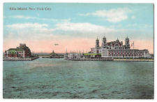 New York City Harbor c1910 Ellis Island, Immigration Buildings, Bi-Plane picture