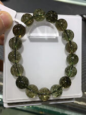 12.5mm Natural Green Tourmaline Hair Rutilated Crystal Beads Bracelet AAA picture