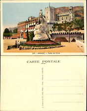 Monaco French Riviera Palais de Prince fountain statue monument old postcard picture
