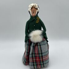 Byers' Choice RARE 1982 Woman Caroler With Fur Muff Lady Christmas Plaid Holly picture