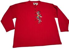 Vintage Disney Mickey & Co Red Crew Neck Button Sweatshirt Size L Minnie Goofy picture