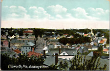 Ellsworth Maine ME Vintage Postcard 1908 Birdseye Aerial View picture