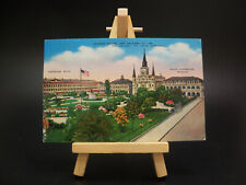 Jackson Square New Orleans Louisanna Cabildo St Louis Cathedral Linen Postcard picture