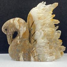 498g Natural quartz crystal cluster mineral specimen, hand-carved the Swan, gift picture