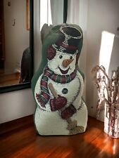 Vintage Riverdale Decorative Products Doorstop Tapestry Fabric Snowman Weighted picture