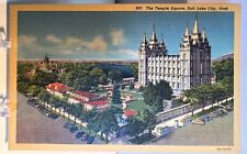 The Temple Square, Salt Lake City Utah, Mormon, Vintage Linen Postcard  P6 picture