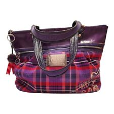 Coach Purple & Red Plaid Poppy Shoulder Bag/Satchel with 3 charms picture