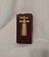 Vintage French Dual Action Turned Wooden Corkscrew Bar Wine Bottle Opener  picture
