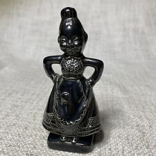 Vintage Ethnic Figurine Salt Shaker Two Faced Black And Silver 4.75” picture