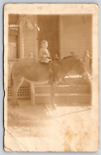 RPPC Lima OH 1910 Early Photography Postcard Horse Home Front Porch picture