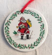1980 Christmas Ornament Germany JKW Porcelain Santa Bavarian Vtg West Claus 80s picture