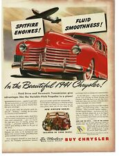 1941 Chrysler New Yorker Red Sedan Spitfire Engines WWII art Vintage Print Ad picture