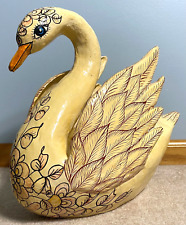 Mexican Folk Art Lacquered Paper Mache Swan Planter Signed Hector Ruiz Atelier picture