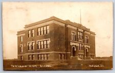 Neoga Illinois~Lonely Township High School w/Twin Arch Doorways~c1910 Sepia RPPC picture