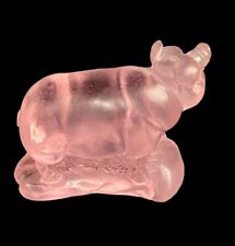 RARE HTF DAUM FRANCE PINK FROSTED GLASS PIG  picture
