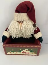 Very Nice Handcrafted Wooden Christmas Card Holder with Fabris Santa Over Top picture