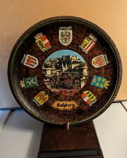 Vintage Hand-Carved Decorative Salzburg Austria Wood Plate W/Stand picture