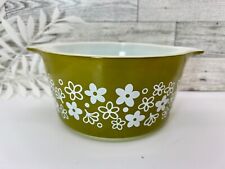 Vintage Pyrex Green Crazy Daisy Spring Blossom 473 1 QT Casserole Dish picture