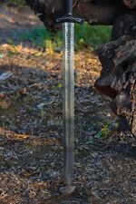 Hand Forged Damascus Steel Viking Sword Sharp, Northmen Viking Sword W/ Scabbard picture