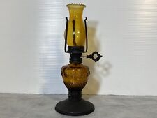 VINTAGE OIL LAMP--BROWN VINTAGE GLASS   picture