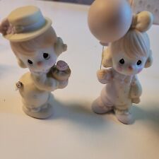 Two Precious Moments Figurines Clowns #12238 B & D Holding Balloon Cake 4