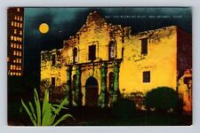 San Antonio TX-Texas, The Alamo By Night, Antique, Vintage c1950 Postcard picture