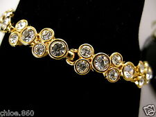 SIGNED SWAROVSKI CUT FACETED CRYSTAL BRACELET 22KT GOLD PLATED NWT RETIRED RARE  picture